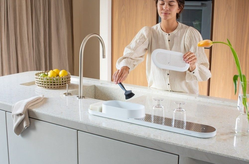 Комплект за мивка Brabantia - SinkStyle, Mineral Fresh White, 2 части