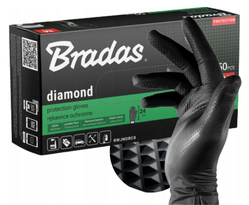 НИТРИЛНИ РЪКАВИЦИ 3D 50БР ЧЕРНИ XL