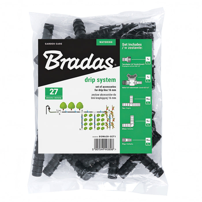 КОМПЛЕКТ АКСЕСОАРИ ЗА КАПКОВО НАПОЯВАНЕ Ф16MM 27Ч BRADAS DSWA20-SET1