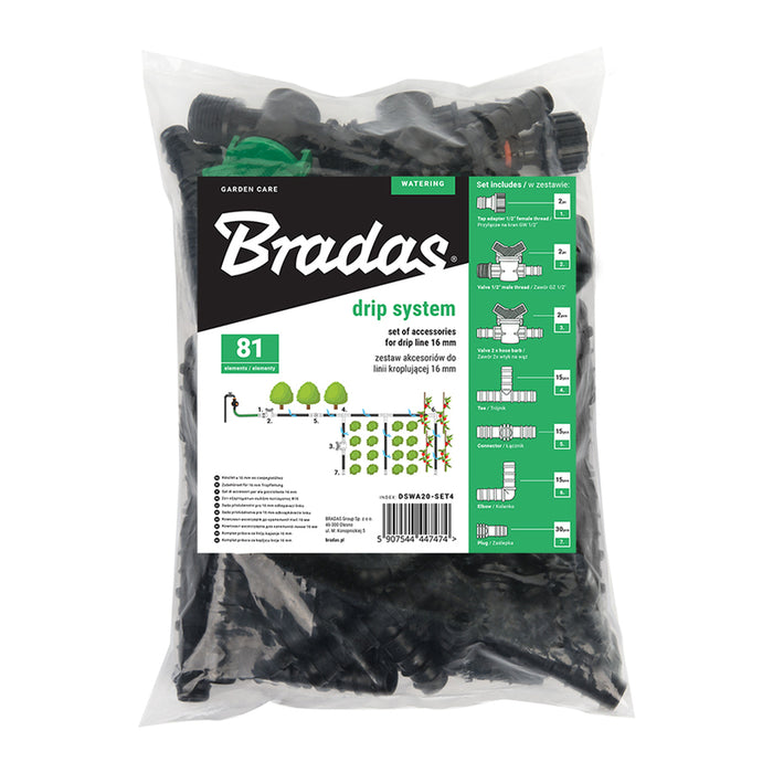 КОМПЛЕКТ АКСЕСОАРИ ЗА КАПКОВО НАПОЯВАНЕ Ф16MM 81Ч BRADAS DSWA20-SET4