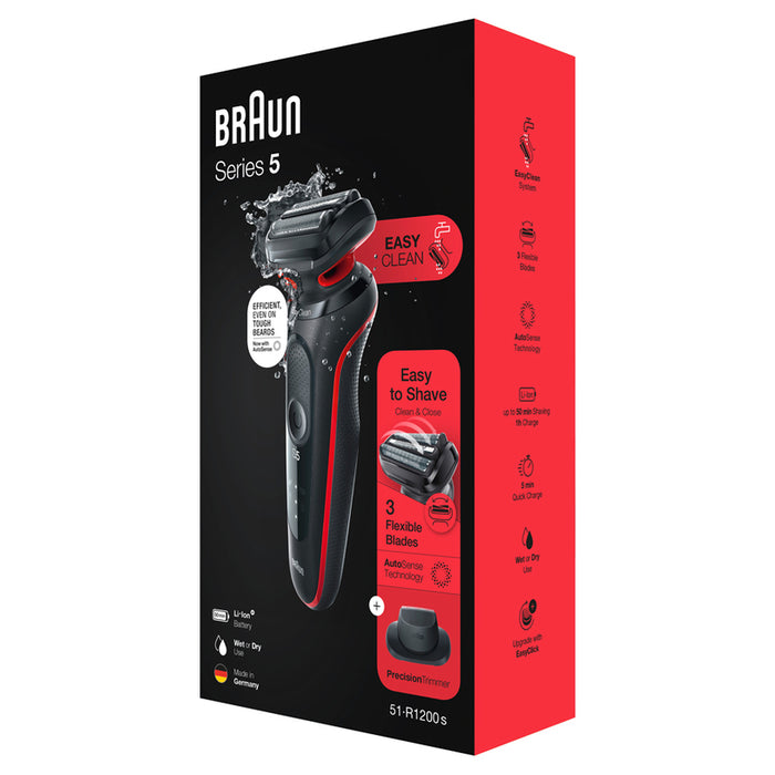 Самобръсначка BRAUN WET & DRY 51-R1200S RED ВОДОУСТОЙЧИВОСТ