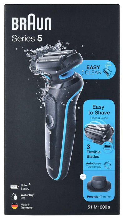 Braun Series 5 51-M1200s Самобръсначка с фолио Тример черен, син