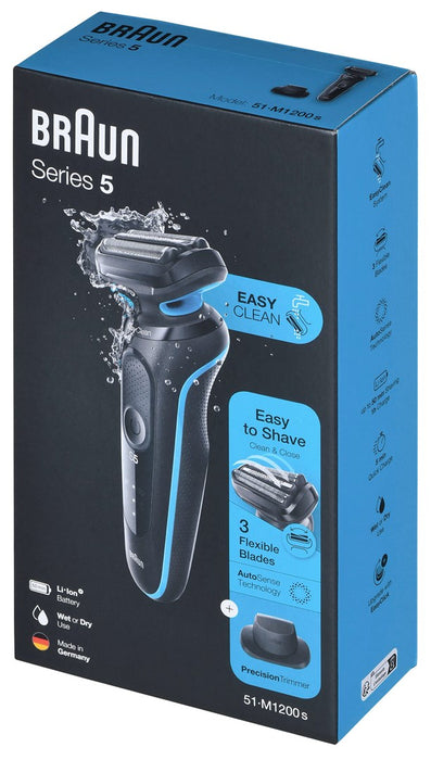Braun Series 5 51-M1200s Самобръсначка с фолио Тример черен, син