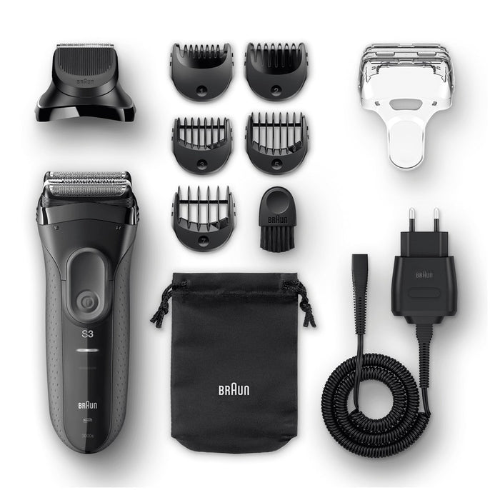 Braun 3000BT Самобръсначка с фолио Тример Черен, Сив