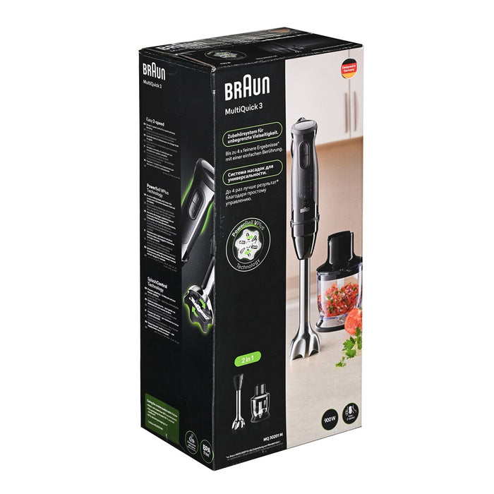 Braun MultiQuick 3 MQ30201M Пасатор 0.6 L 900 W Черен, Сатинирана стомана