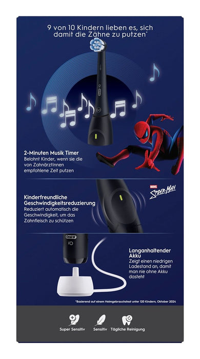 Oral-B iO Kids Spiderman Детска въртяща се четка за зъби Черна