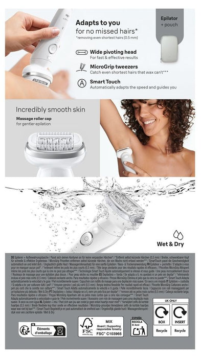 Епилатор Braun - SES 9-000, 2 степени, бял/сребрист