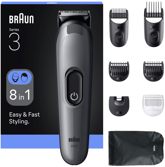 Тример за лице/коса/тяло Braun - AIO3540, MS/Grey