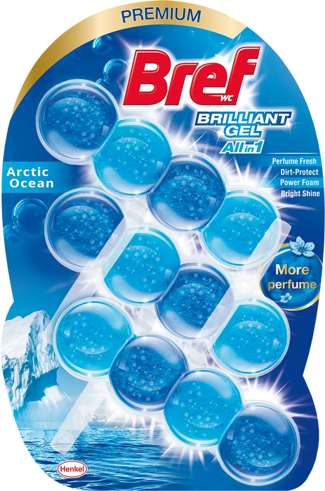 Ароматизатор за тоалетна Brilliant Gel, Arctic Ocean, 3X42g, 126 g