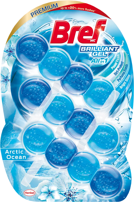 Ароматизатор за тоалетна Brilliant Gel, Arctic Ocean, 3X42g, 126 g