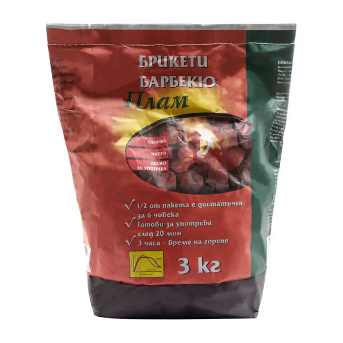 БРИКЕТИ ЗА БАРБЕКЮ 3KG PLAM