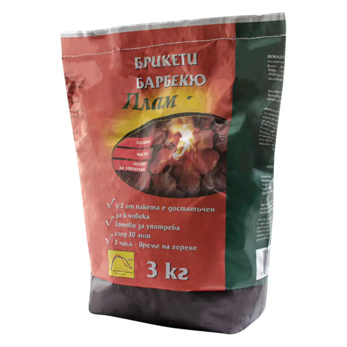 БРИКЕТИ ЗА БАРБЕКЮ 3KG PLAM