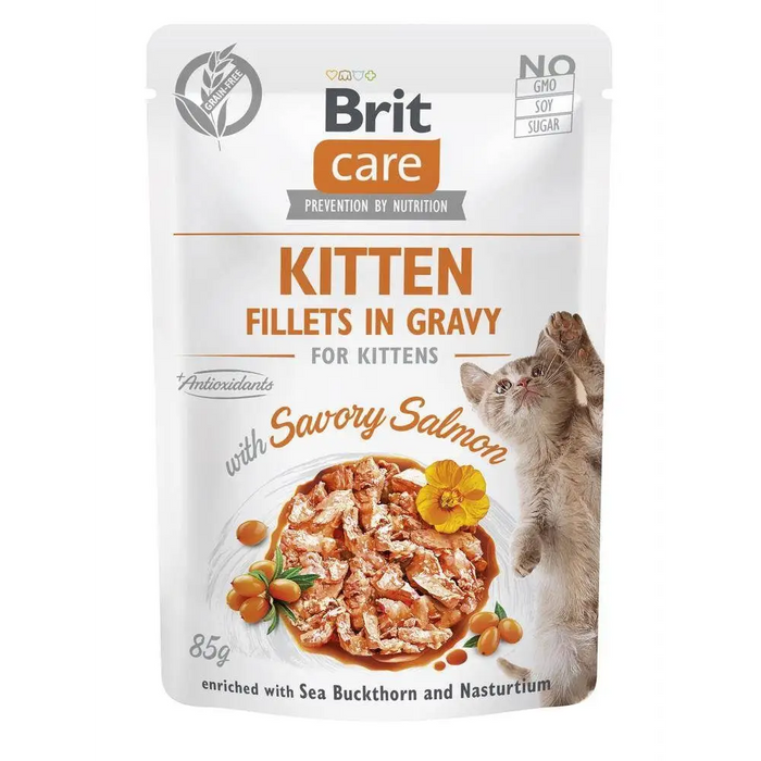 BRIT Care Cat Kitten Savory Salmon Pouch - мокра храна