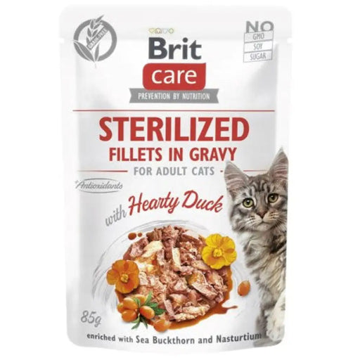 BRIT Care Cat Sterilised Hearty Duck Pouch - мокра храна