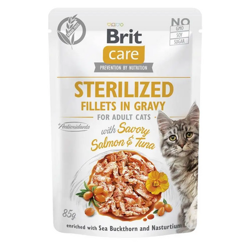 BRIT Care Cat Sterilized Salmon&Tuna Pouch - мокра храна