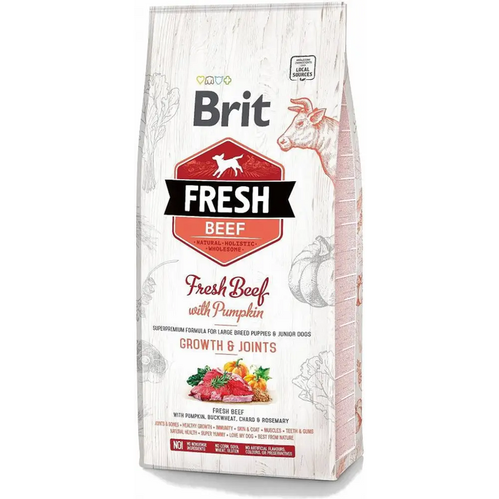 BRIT Fresh Puppy&Junior Large Growth&Joints Телешко с тиква