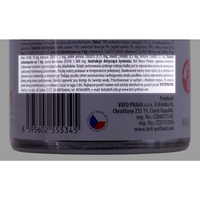 BRIT Mono Protein Beef & Rice - мокра храна за кучета