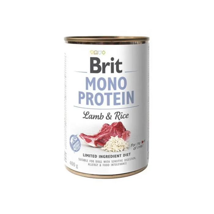 BRIT MONO PROTEIN Мокра храна за кучета Агнешко с ориз 400гр