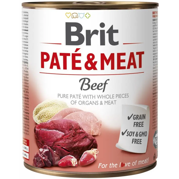 BRIT Paté & Meat with Beef - мокра храна за кучета - 800гр