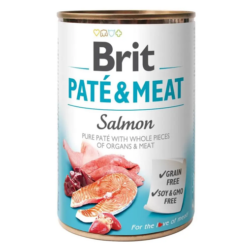 BRIT Paté & Meat with Salmon - мокра храна за кучета - 400гр