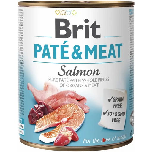 BRIT Paté & Meat with Salmon - мокра храна за кучета - 800гр