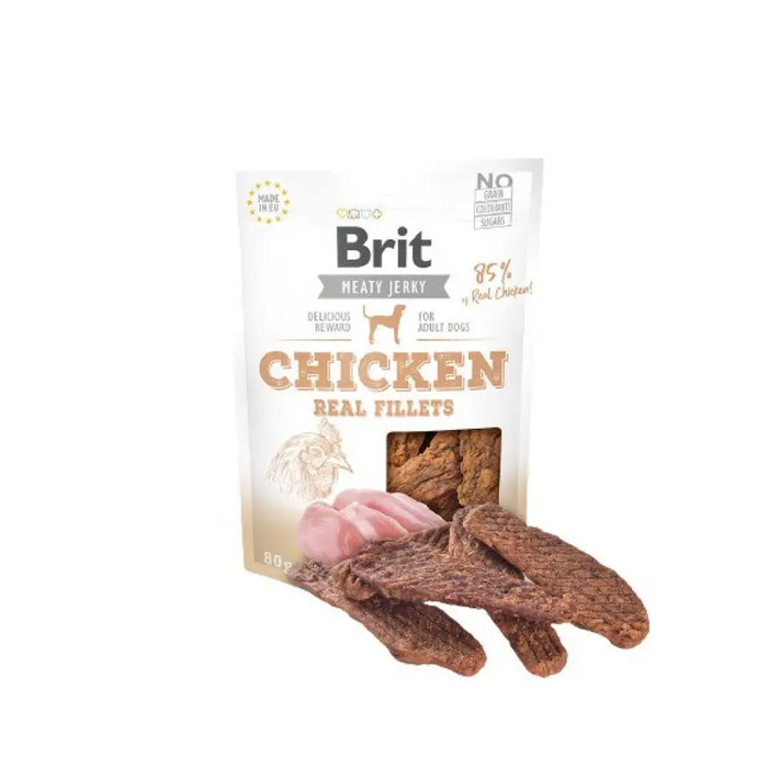 BRIT Пилешки филенца Meaty Jerky - лакомство за кучета - 80