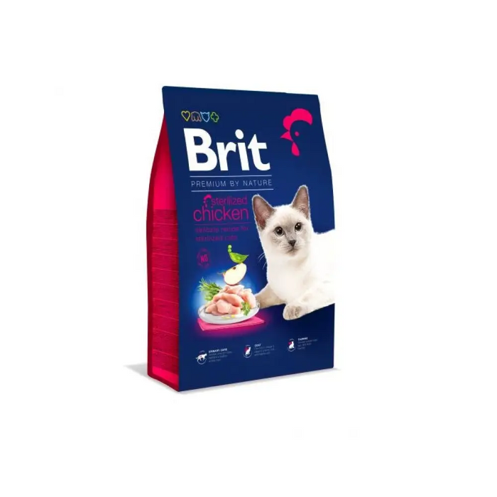 BRIT PREMIUM BY NATURE STERILISED Суха храна за котки Пиле