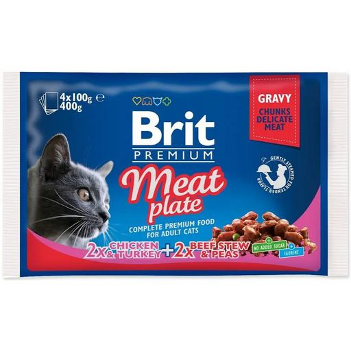 BRIT Premium Cat Meat Plate - мокра котешка храна - 4x100гр