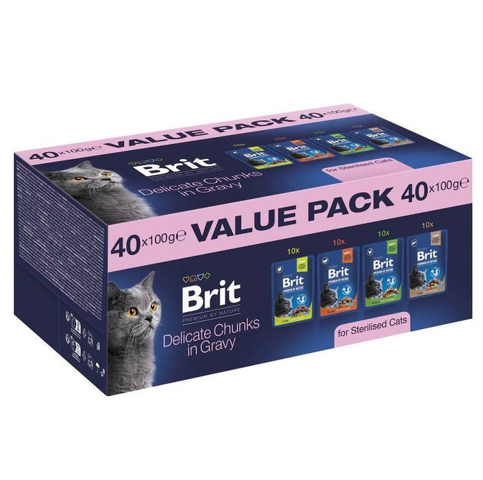 BRIT Premium by Nature Value pack Sterilised Box - мокра храна за котки - 40x100 г