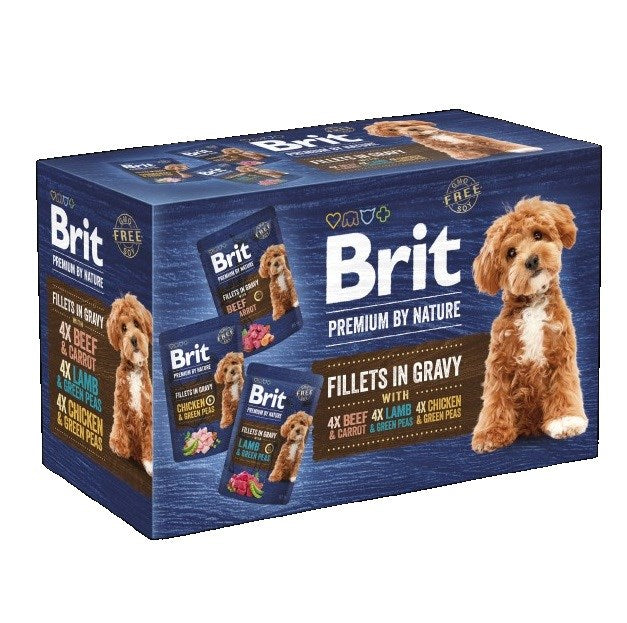 BRIT Premium by nature Кучешки филета в сос Пилешко, агнешко и говеждо - мокра храна за кучета - 12 x 85 г