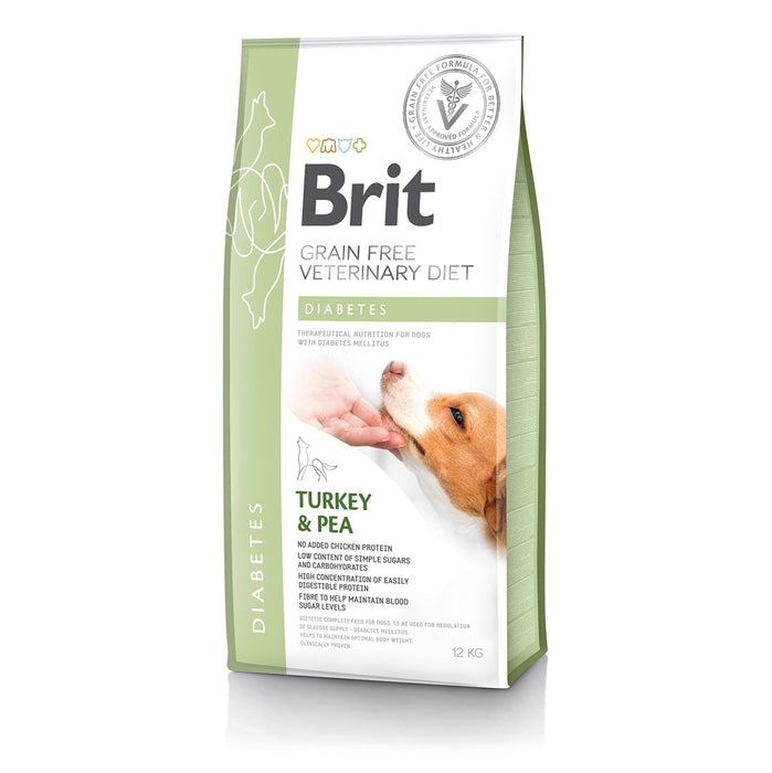 BRIT Veterinary Diets Grain Free Diabetes - суха храна за кучета с пуйка и грах - 12 кг