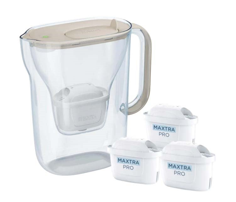 Филтърна кана Brita Style Essential + 3 филтърни патрона Maxtra Pro Pure Performance (пясъчен цвят)