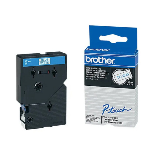 BROTHER P-Touch TC-203 синьо на бяло 12мм