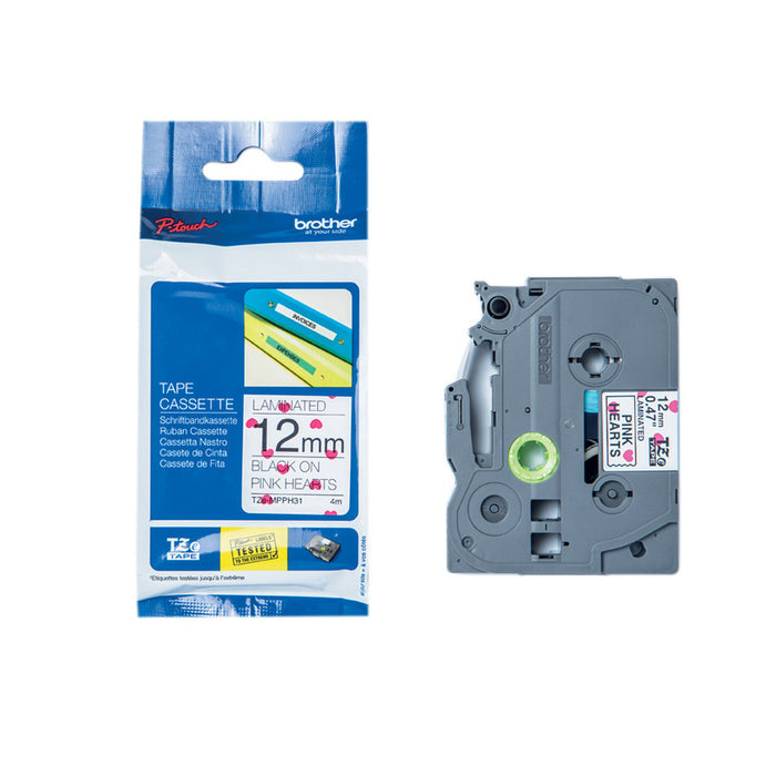 Лента BROTHER TZe-MPPH31 черна/десен сърце 12мм/4м