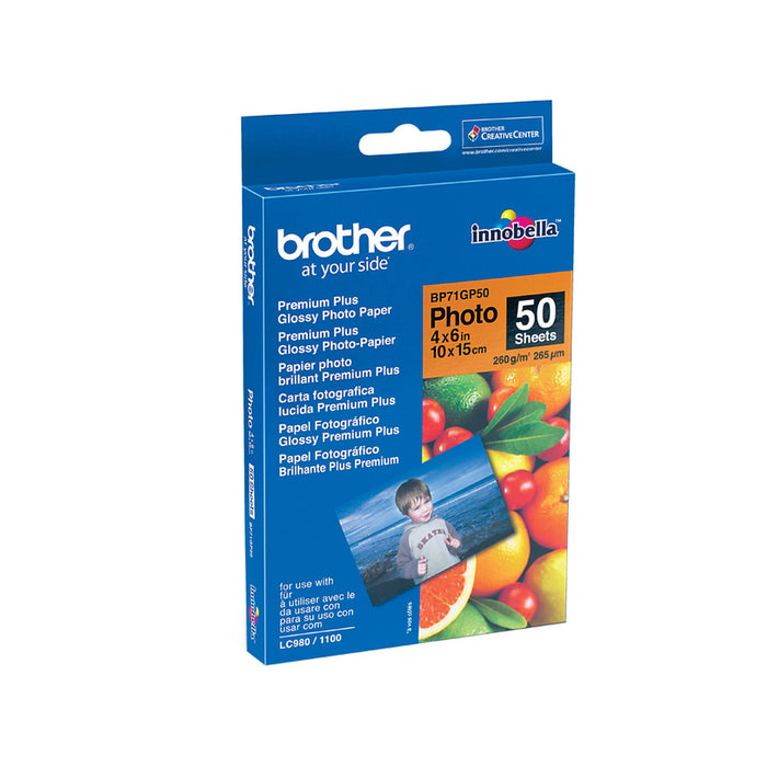 Brother BP71GP50 Premium Plus Glossy Photo Paper, A6 (4x6"), 50 листа