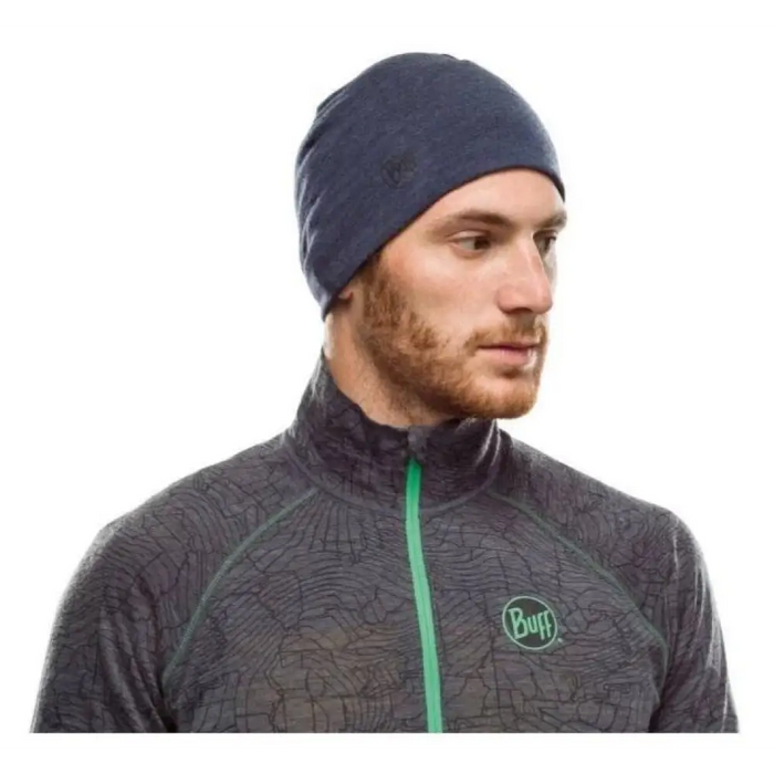 BUFF MERINO MIDWEIGHT BEANIE MELANGE NIGHT BLUE