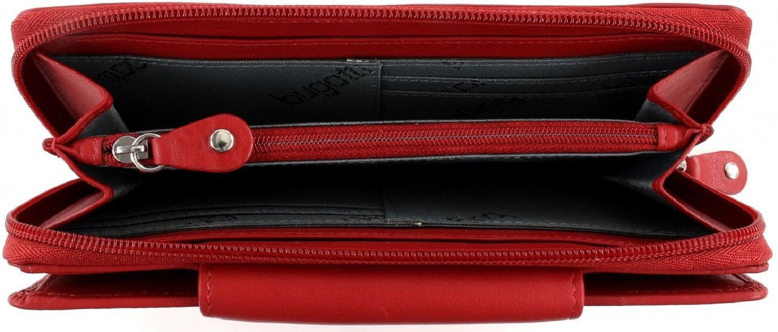 Дамски кожен портфейл Bugatti Vertice - 24CC, червен