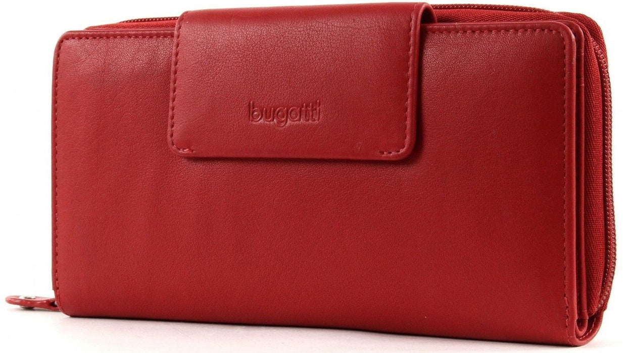 Дамски кожен портфейл Bugatti Vertice - 24CC, червен