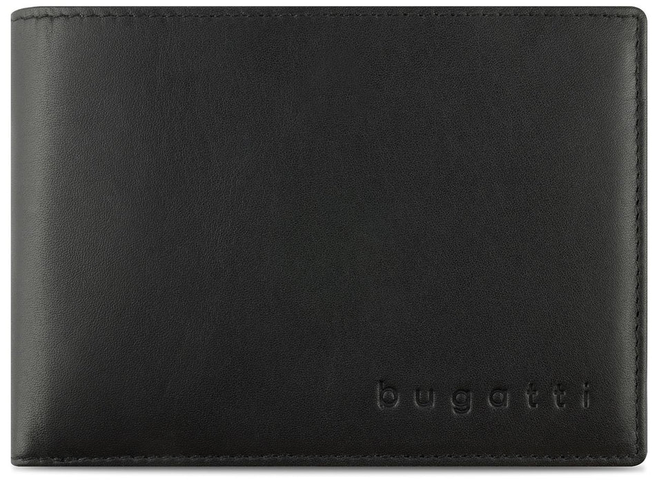 Мъжки кожен портфейл Bugatti Super Slim - С капаче, черен