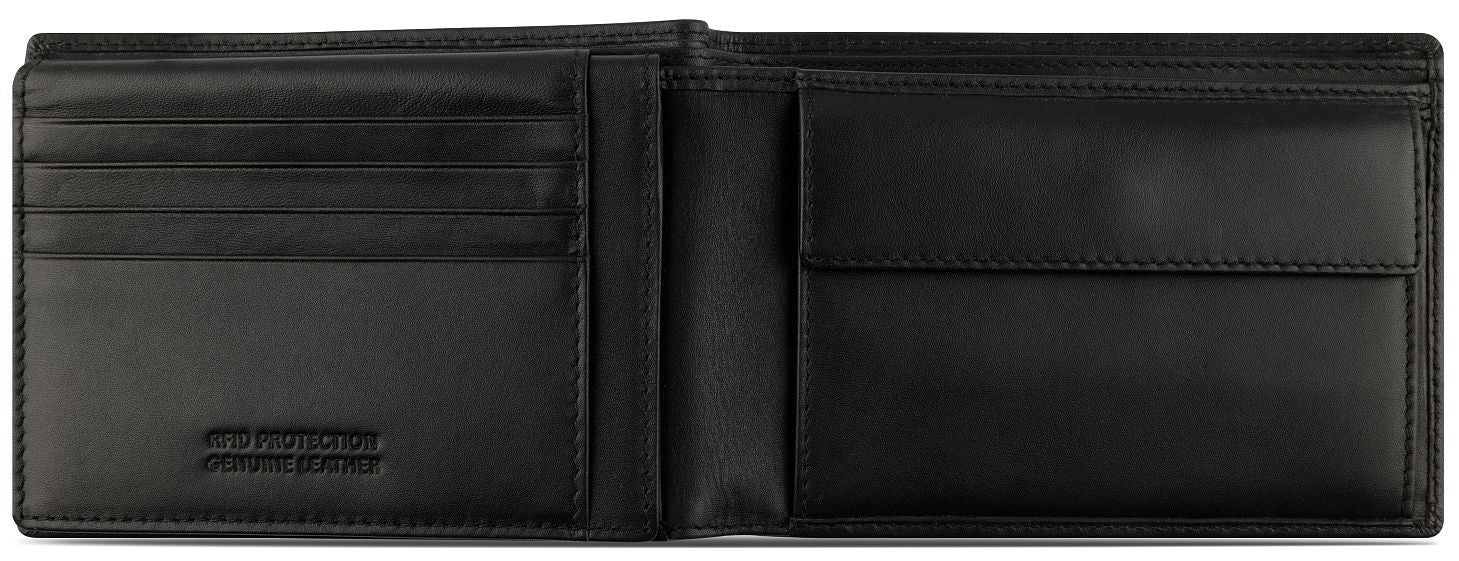 Мъжки кожен портфейл Bugatti Super Slim - С капаче, черен