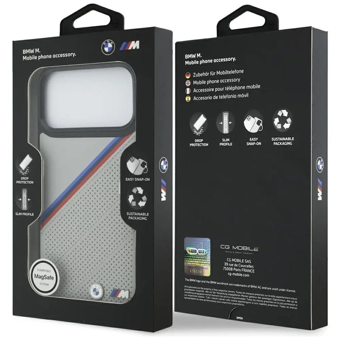 BMW M Tricolor Metal Logo MagSafe Case за iPhone 17 Pro Max