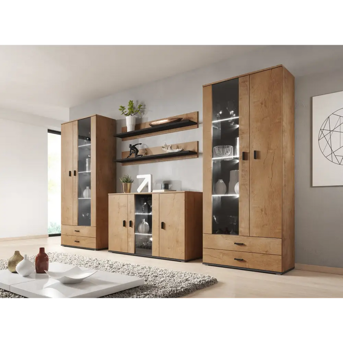 Бюфет Cama 120см SOHO S7 дъб левкас/черен