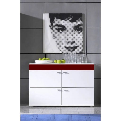 Бюфет Cama LOGO II BLACK 120/42/78 бяло/бордо гланц