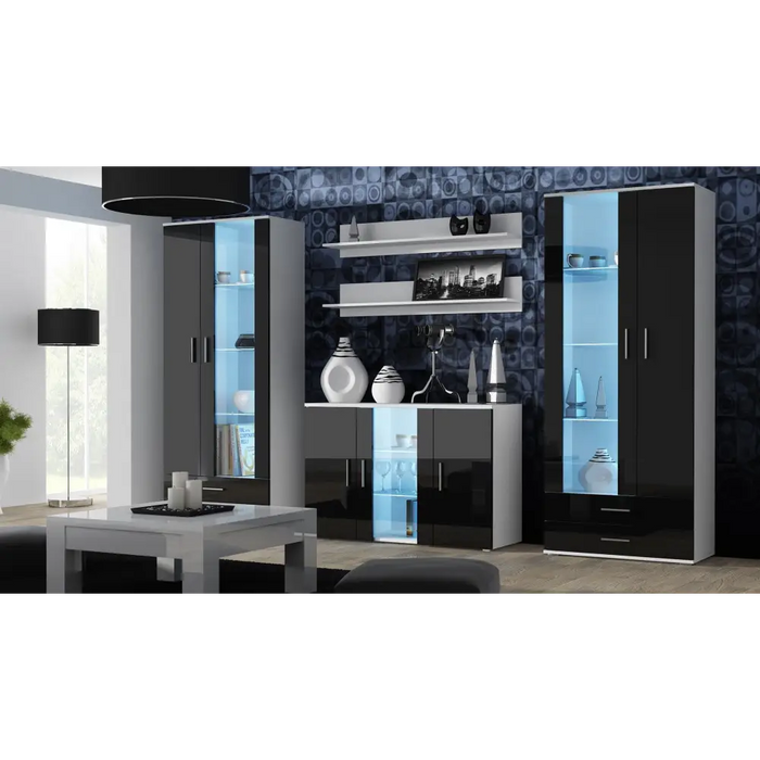 Бюфет Cama 120см SOHO S7 бял/черен гланц