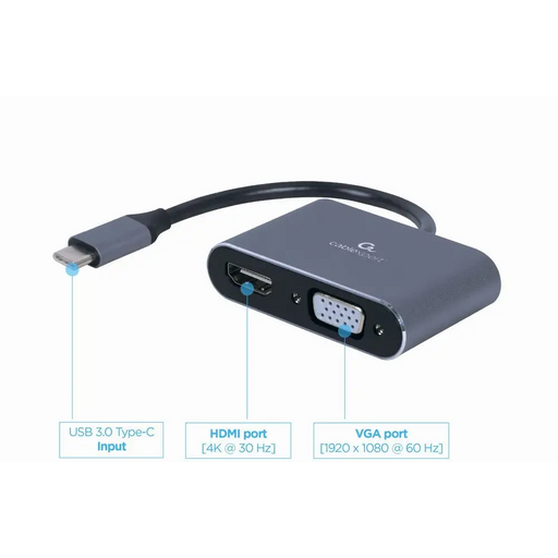 Cablexpert A-USB3C-HDMIVGA-01 USB графичен адаптер Сив
