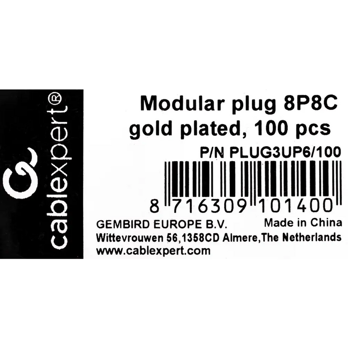 Cablexpert PLUG3UP6/100 жичен конектор 1 прозрачен