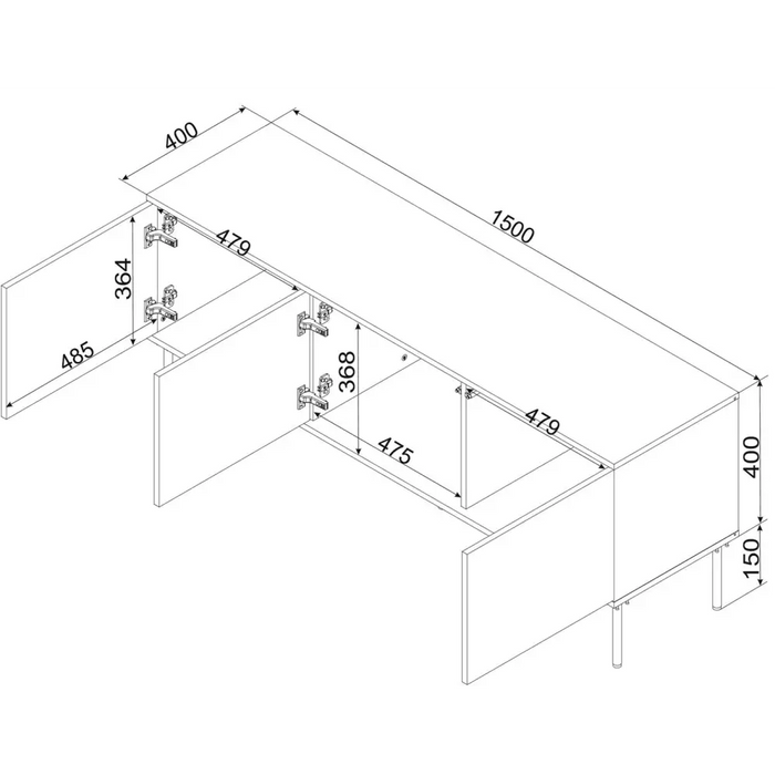 Cama 3D RTV шкаф TRESSE 150x40x55 кашмир мат