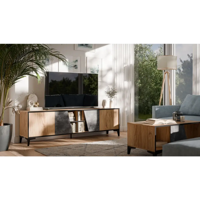 Cama 4D RTV шкаф OVO 180x38xH53 дъб/бетон