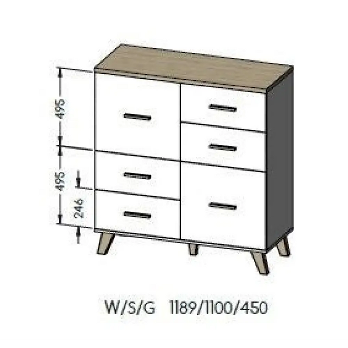 Cama бюфет LOTTA 110 2D4S дъб вотан/мат черен