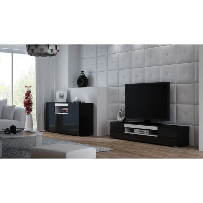 Cama бюфет VIVA 150 черен/черен гланц + бял